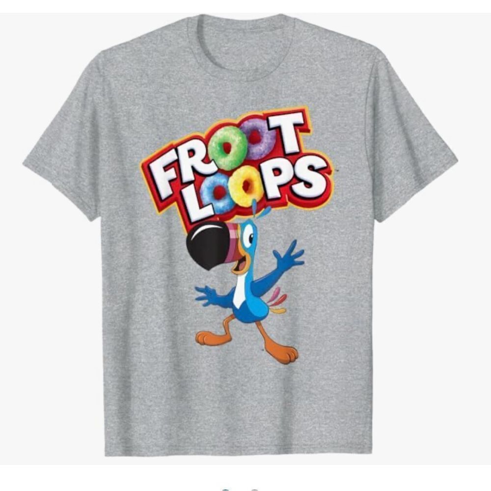 Kelloggs Froot Loops Toucan‎ Sam CHARCOAL GRAY T-shirt M NWT IN PACKAGING